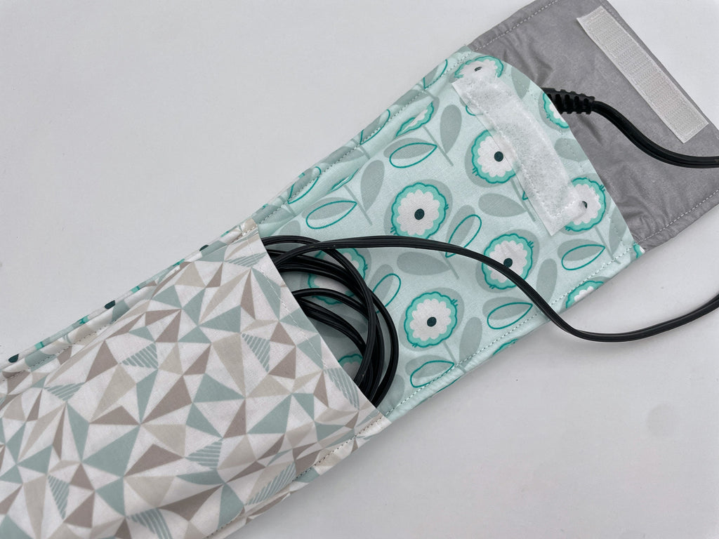 Grey Curling Iron Holder, Curling Iron Case, Travel Flat Iron Sleeve, Flat Iron Case Curling Iron Cover - Petals Menthe