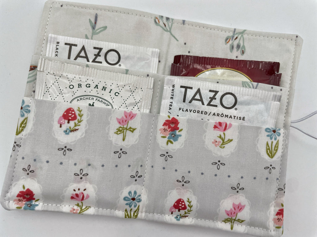 Tea Wallet, Tea Bag Holder, Pink Tea Bag Wallet, Teabag Wallet, Teabag Holder, Tea Bag Cozy - Dollhouse Floral