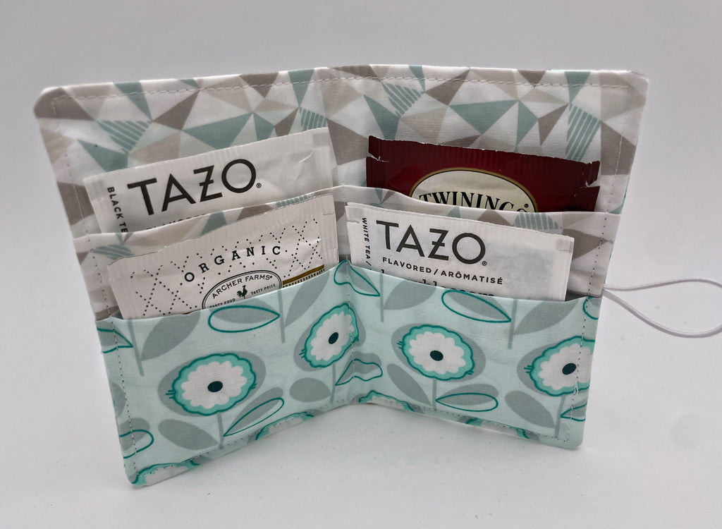 Tea Wallet, Tea Bag Holder, Pink Tea Bag Wallet, Teabag Wallet, Teabag Holder, Tea Bag Cozy - Petals Menthe