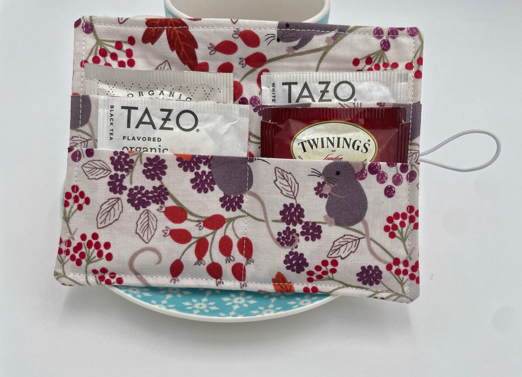 Tea Wallet, Tea Bag Holder, Tea Bag Wallet, Teabag Wallet, Teabag Holder, Tea Bag Organizer - Autumn Mice