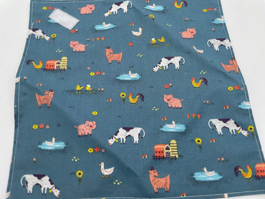 Reusable Sandwich Bag, Sandwich Wrap, Eco-friendly Sandwich Mat, Animal School Lunch Farm Animals Blue