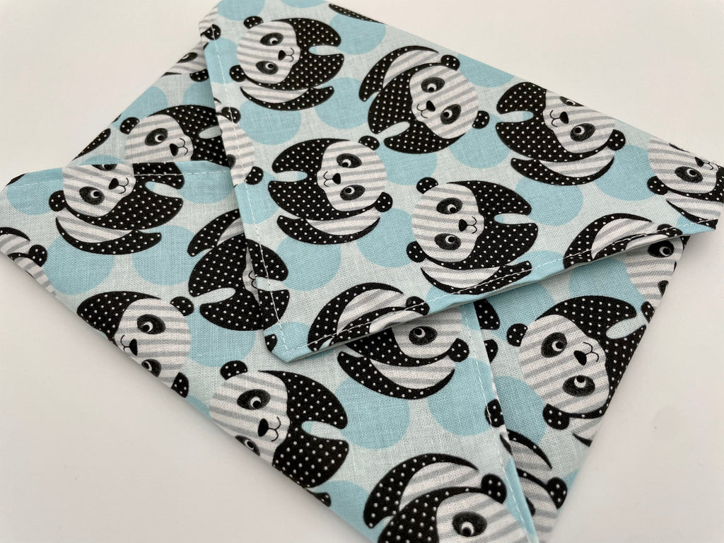 Reusable Sandwich Bag, Panda Baby Sandwich Wrap, Reusable Sandwich Mat - Panda Bear Blue