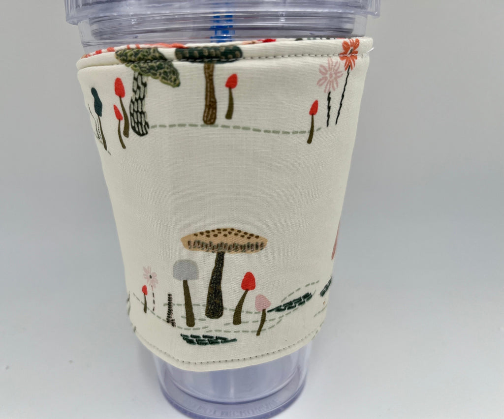 Reversible Coffee Cozy, Insulated Coffee Sleeve, Coffee Cuff, Iced Coffee Sleeve, Hot Tea Sleeve, Cold Drink Cuff - Meadow Wind