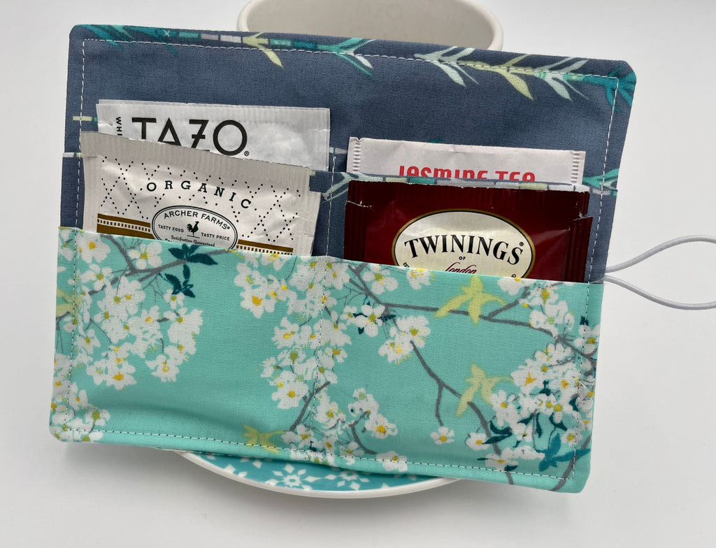 Tea Wallet, Tea Bag Holder, Pink Tea Bag Wallet, Teabag Wallet, Teabag Holder, Tea Bag Cozy - Green Floral