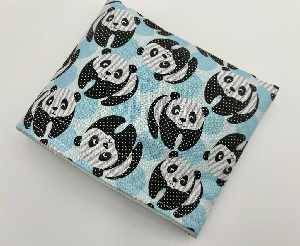 Reusable Snack Bag, Fabric Snack Bag, Animal Snack Bag, Snack Baggie - Panda Bear Blue