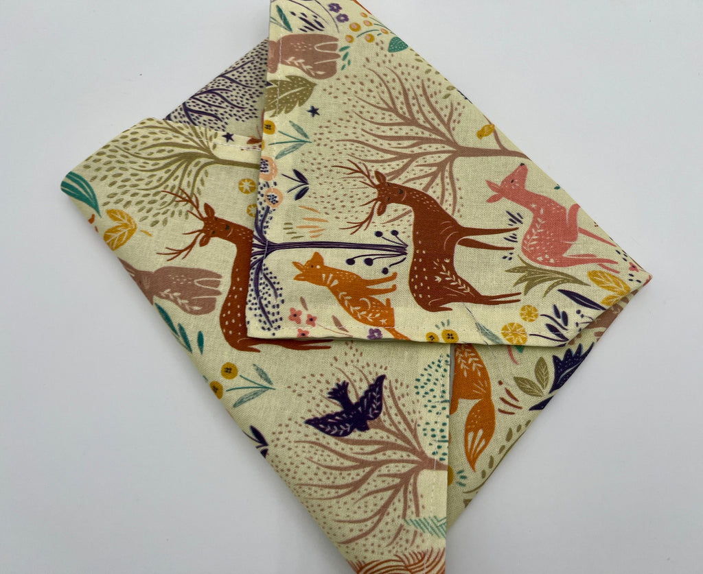 Reusable Sandwich Bag, Sandwich Wrap , Reusable Sandwich Mat, Sandwich Holder - Animals Forest Cream