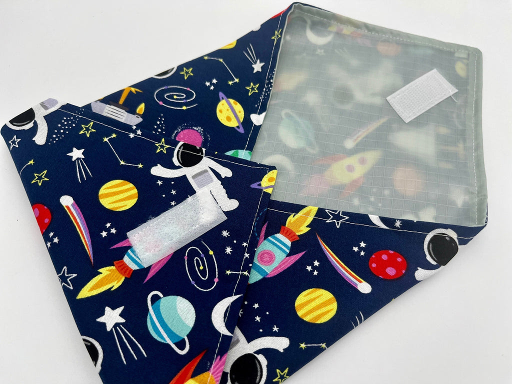 Reusable Sandwich Bag - Blue Sandwich Wrap - Unicorn Reusable Sandwich Mat - Sandwich Holder - Space Rainbow Astronaut