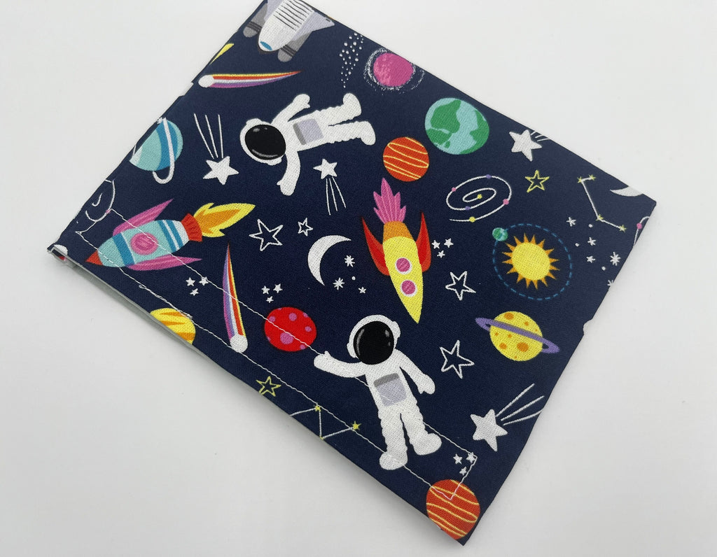 Reusable Snack Bag, Unicorn Reusable Baggie, Unicorn Snack Bag, Fabric Snack Bag, Reusable Fabric Snack Bag - Space Rainbow Astronaut