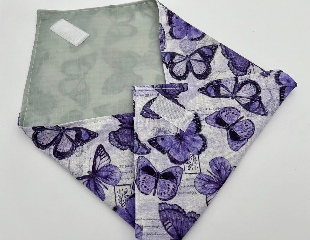 Reusable Sandwich Wrap Bag, Girls Sandwich Mat, Lady Bugs School Lunch - Purple Butterfly