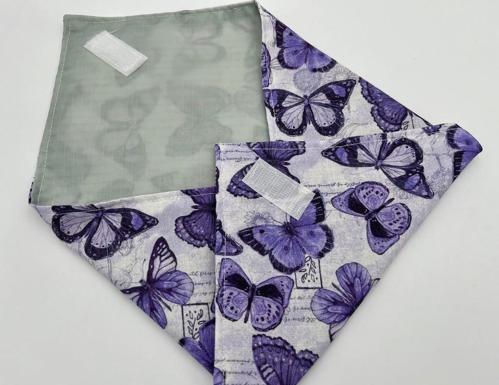 Reusable Sandwich Wrap Bag, Girls Sandwich Mat, Lady Bugs School Lunch - Purple Butterfly