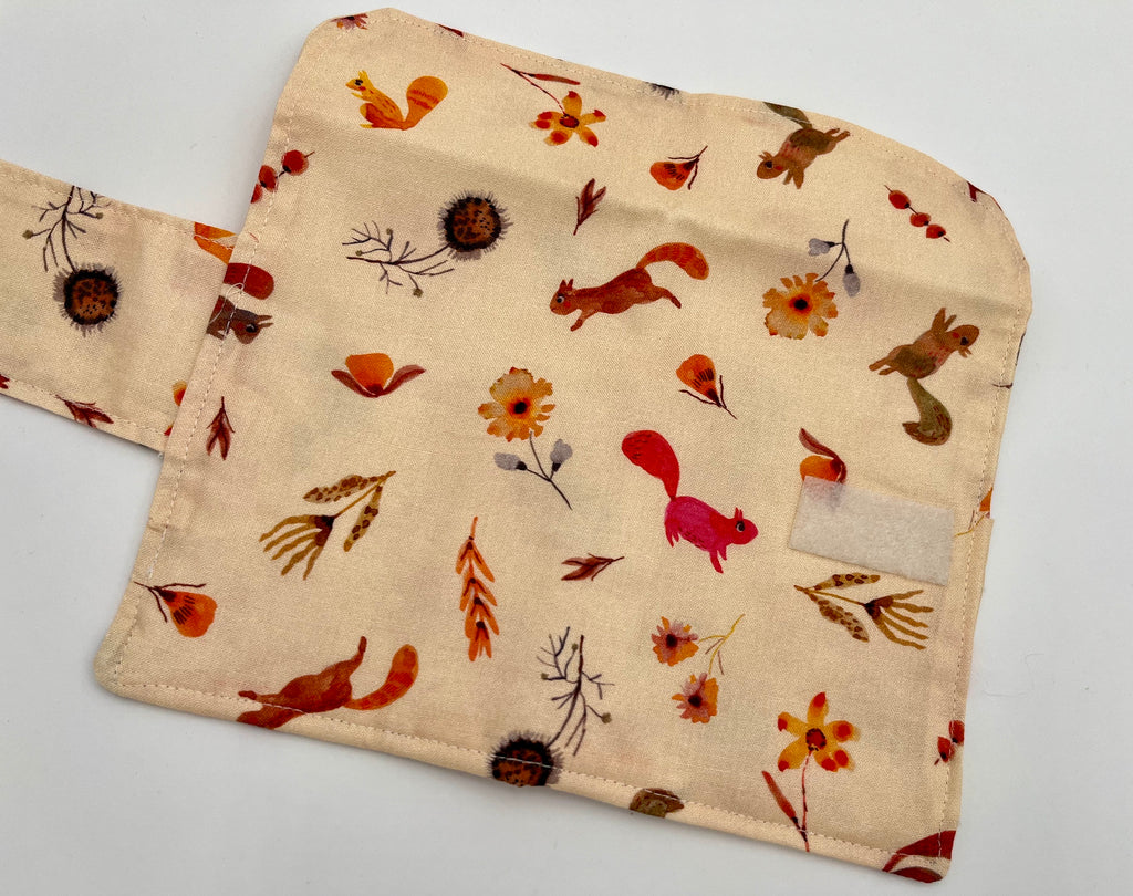 Privacy Pouch, Cream Tampon Case, Sanitary Pad Case, Pad Holder, Tampon Bag, Tampon Holder - Squirrels Autumn