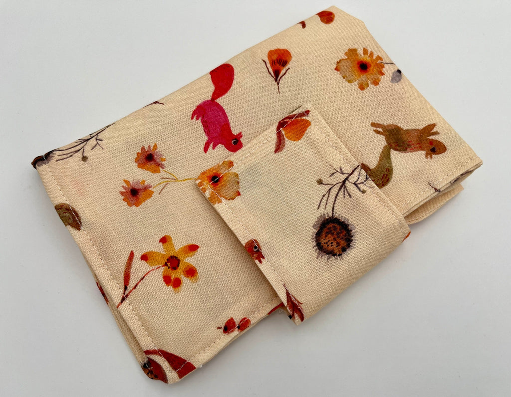 Privacy Pouch, Cream Tampon Case, Sanitary Pad Case, Pad Holder, Tampon Bag, Tampon Holder - Squirrels Autumn