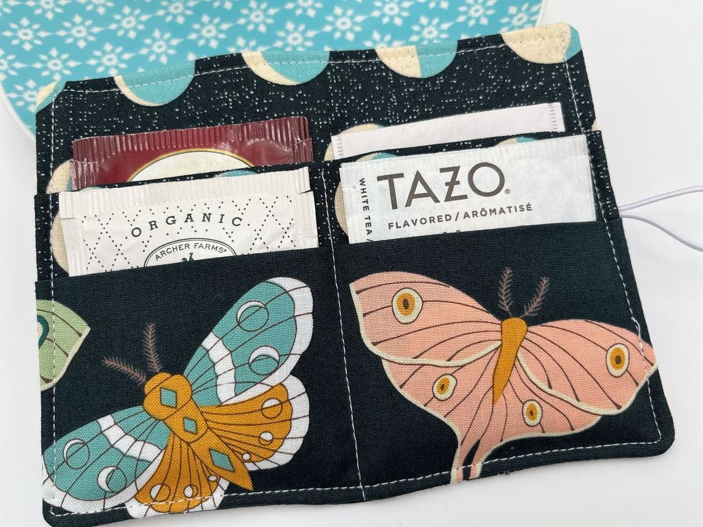 Tea Wallet, Tea Bag Holder, Tea Bag Wallet, Teabag Wallet, Teabag Holder, Tea Bag Organizer - Lunar Moth Night