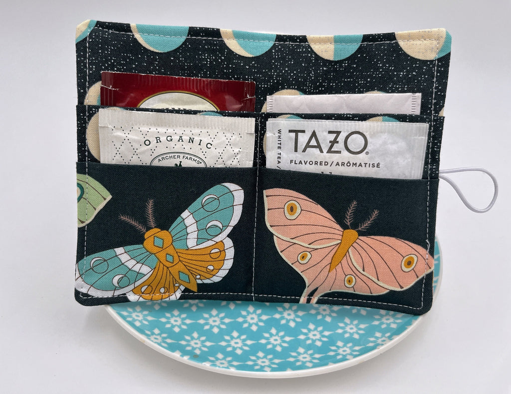 Tea Wallet, Tea Bag Holder, Tea Bag Wallet, Teabag Wallet, Teabag Holder, Tea Bag Organizer - Lunar Moth Night