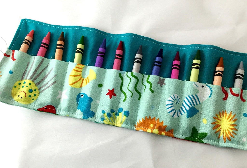 Ocean Animals Crayon Case, Nautical Crayon Holder, Ocean Birthday Present - EcoHip Custom Designs