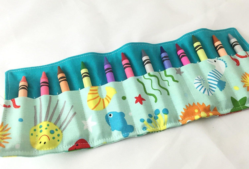 Ocean Animals Crayon Case, Nautical Crayon Holder, Ocean Birthday Present - EcoHip Custom Designs