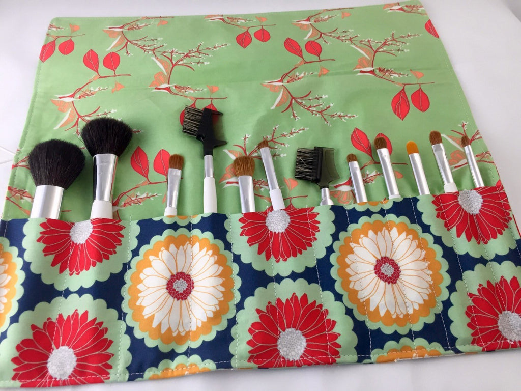 Cranberry Red Make Up Brush Bag, Travel Cosmetic Brush Case, Brush Holder - EcoHip Custom Designs