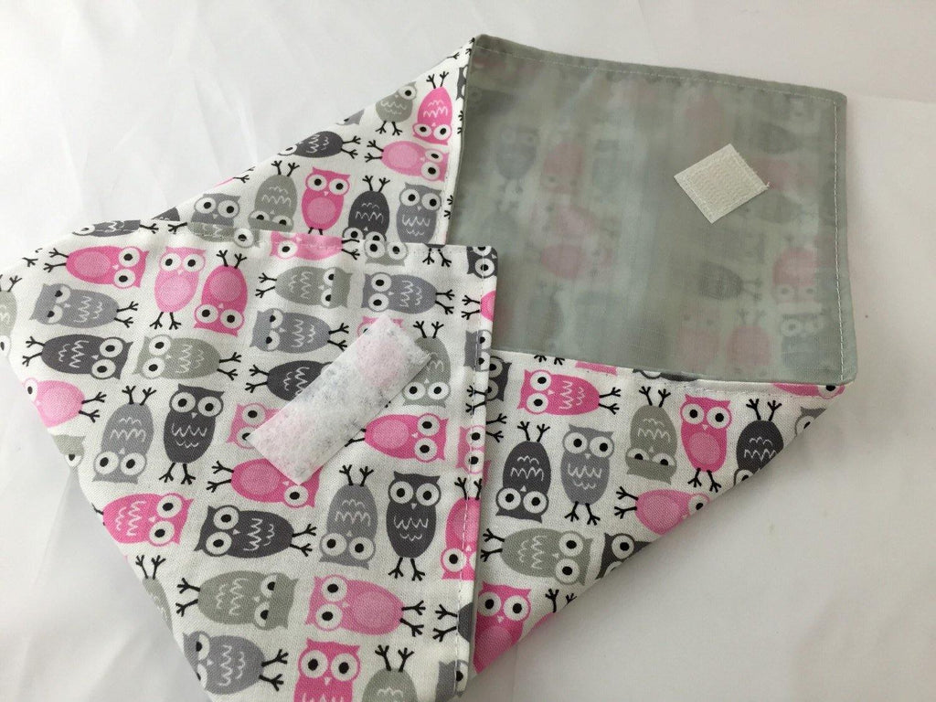 Pink Owls, Reusable Sandwich Bag , Gray Owl School Lunch, Sandwich Wrap - EcoHip Custom Designs