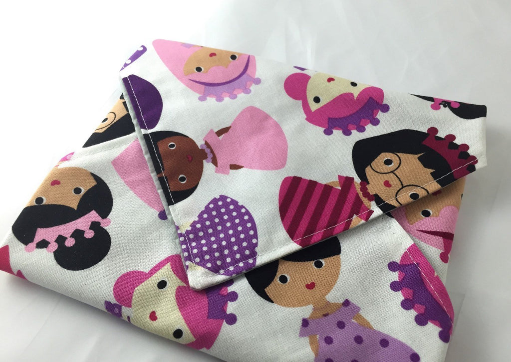 Princess Sandwich Mat, Pink Reusable Sandwich Bag, Eco-Friendly Napkin - EcoHip Custom Designs