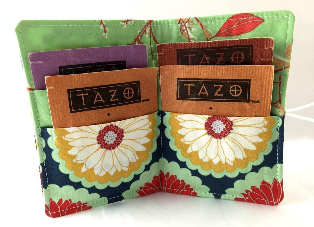 Green, Blue, Red, Tea Wallet, Travel Teabag Case, Gift for Tea Drinkers - EcoHip Custom Designs