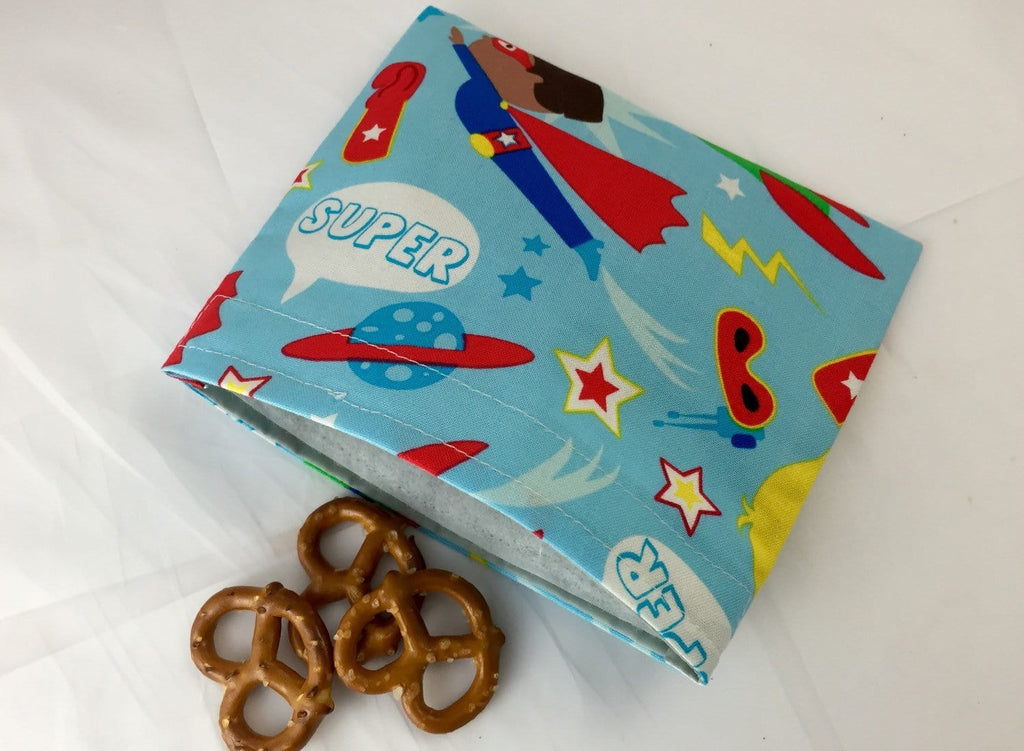 Superhero Snack Bag, Kid's Reusable Snack Bag for School,  Outer Space Super Hero - EcoHip Custom Designs
