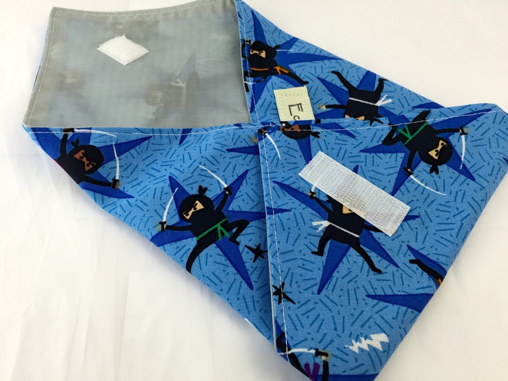 Ninja Sandwich Wrap, Eco-Friendly Sandwich Bag, Blue Ninja Kid's Lunch - EcoHip Custom Designs