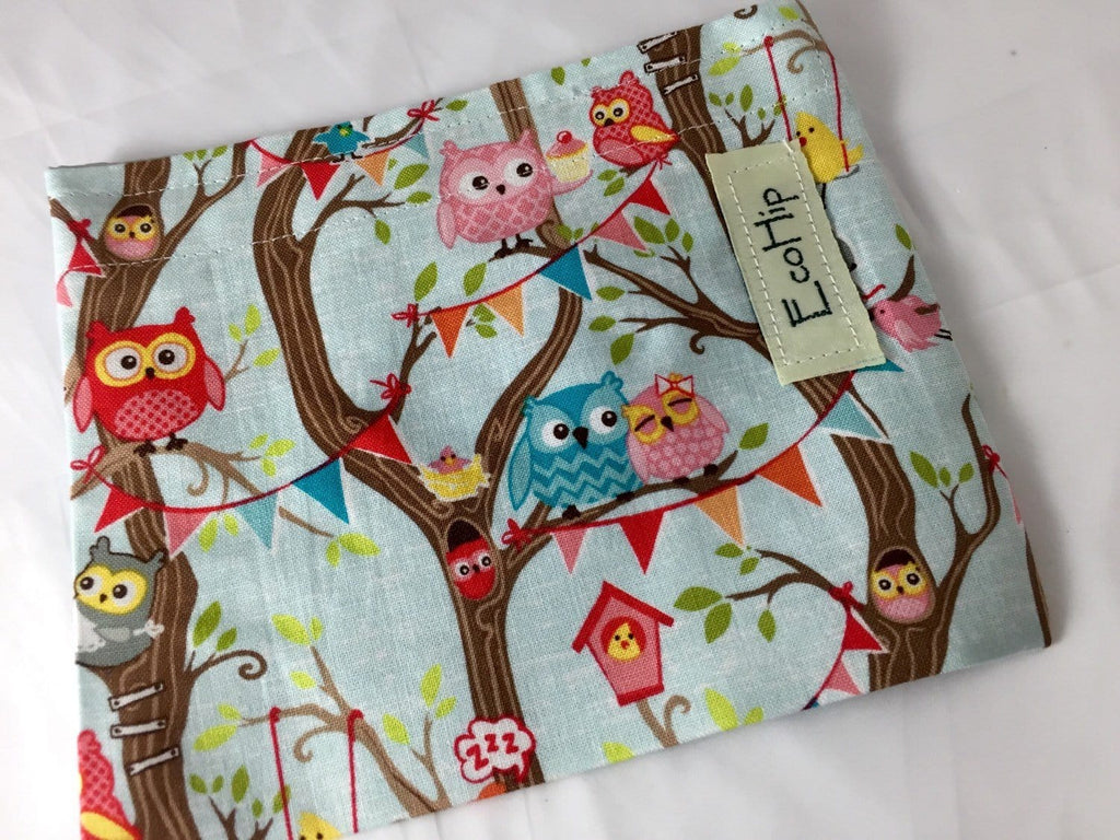 Reusable Owl Snack Bag, Blue Snack Baggie, Eco-Friendly Snack Pouch for School - EcoHip Custom Designs