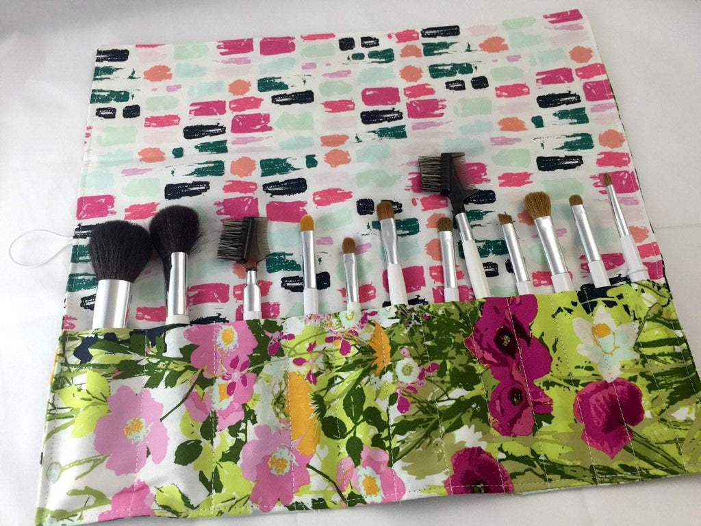 Garden Green Make Up Brush Organizer, Travel Cosmetic Brush Case Holder - EcoHip Custom Designs
