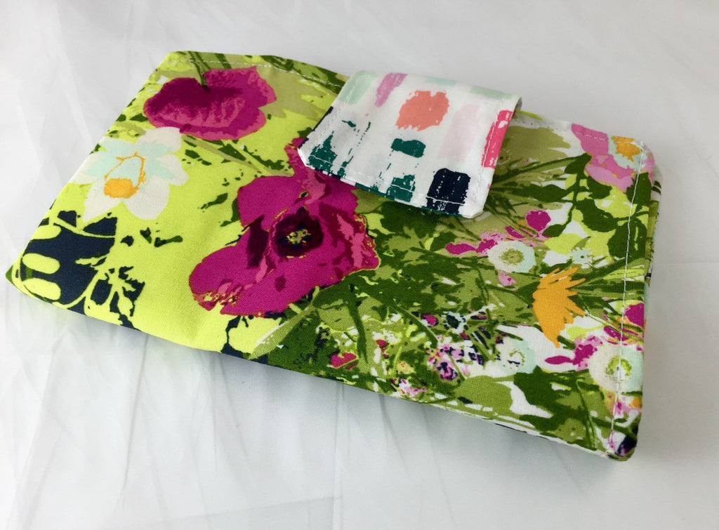 Green Sanitary Pad Pouch, Pink Floral Tampon Wallet, Women's Privacy Case - EcoHip Custom Designs