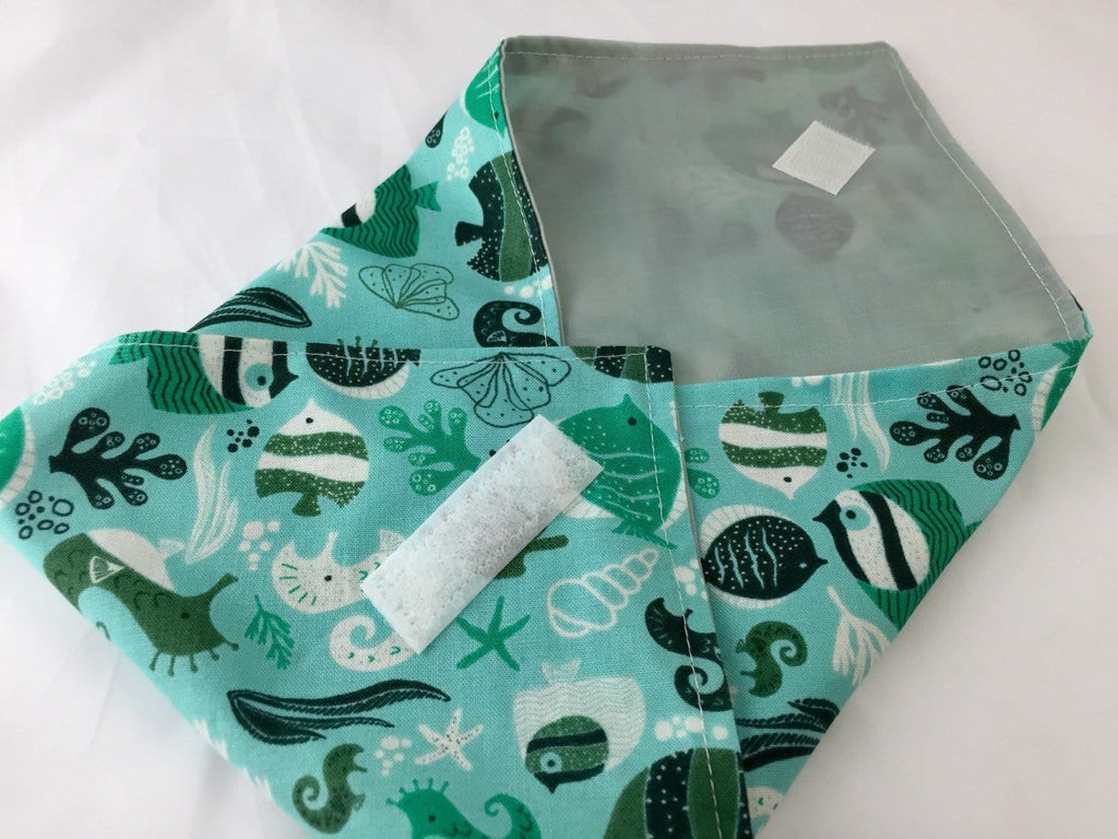 Fish Sandwich Wrap, Nautical Reusable Sandwich Bag, Aqua Blue - EcoHip Custom Designs