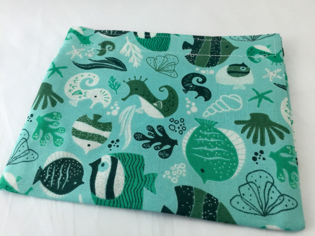 Ocean Snack Bag, Eco-Friendly Snack Baggie, Nautical Fish Lunch Bag for School - EcoHip Custom Designs