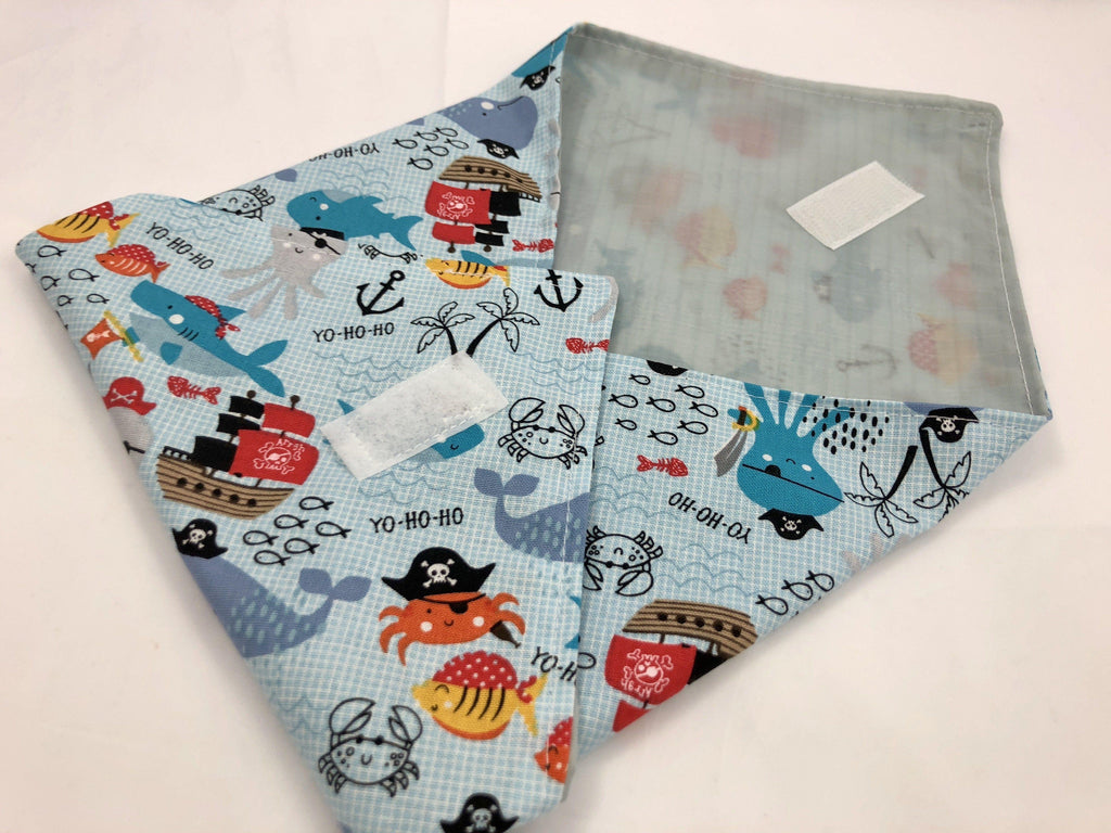 Kid’s Sandwich Bag Mat, Reusable Handmade Napkin, Pirate, Ocean, Sea Animals - EcoHip Custom Designs