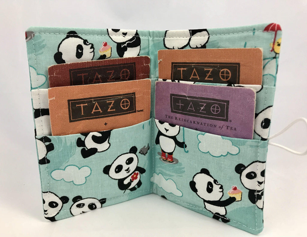 Panda Bear Teabag Wallet, Travel Tea Bag Holder, Gift Card Case for Teachers - EcoHip Custom Designs