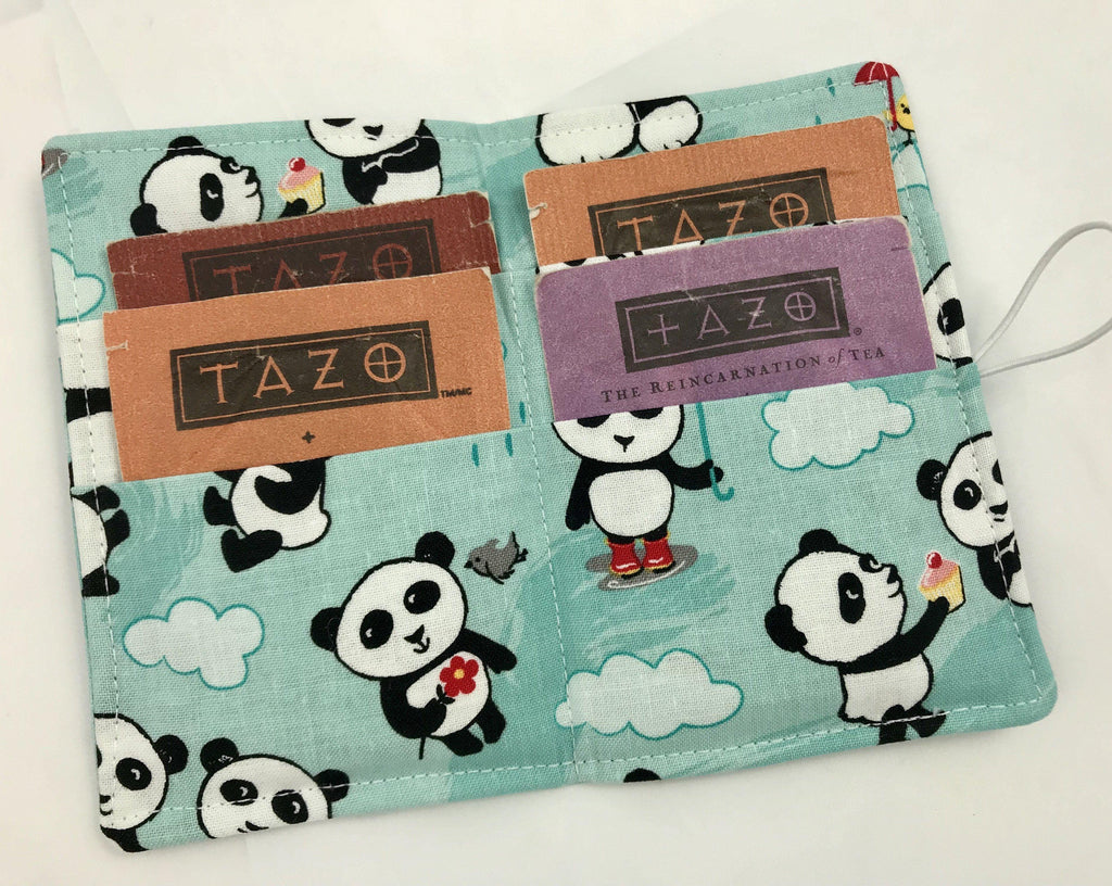 Panda Bear Teabag Wallet, Travel Tea Bag Holder, Gift Card Case for Teachers - EcoHip Custom Designs