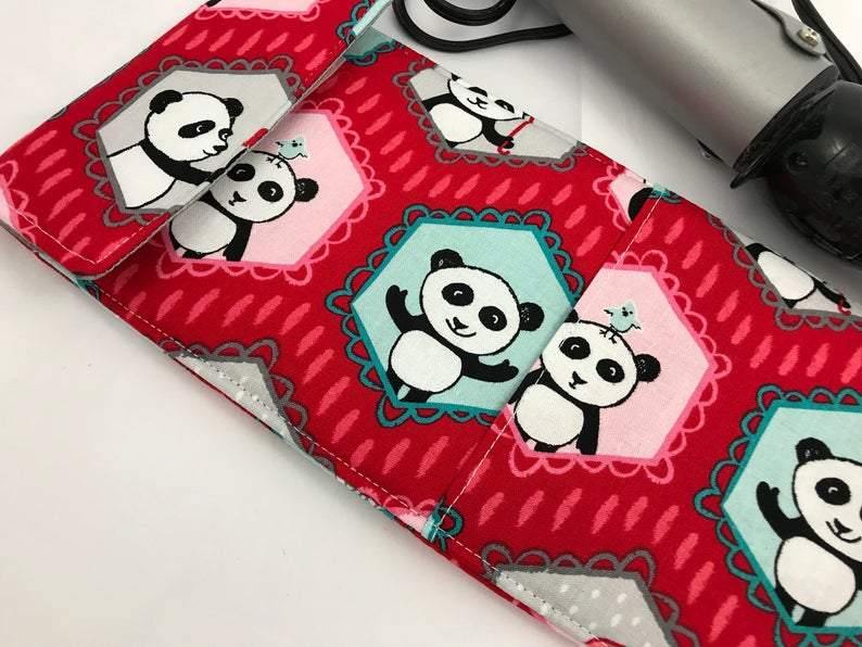 Panda Curling Iron Holder, Red Flat Iron Case, Iron Sleeve, Bridesmaid Gift - EcoHip Custom Designs