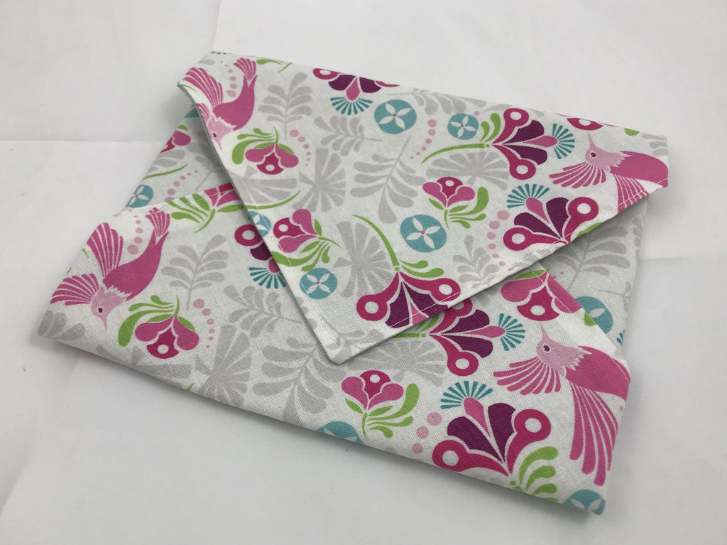 Peacock Reusable Sandwich Bag Wrap, Girl’s Lunch, Pink - EcoHip Custom Designs