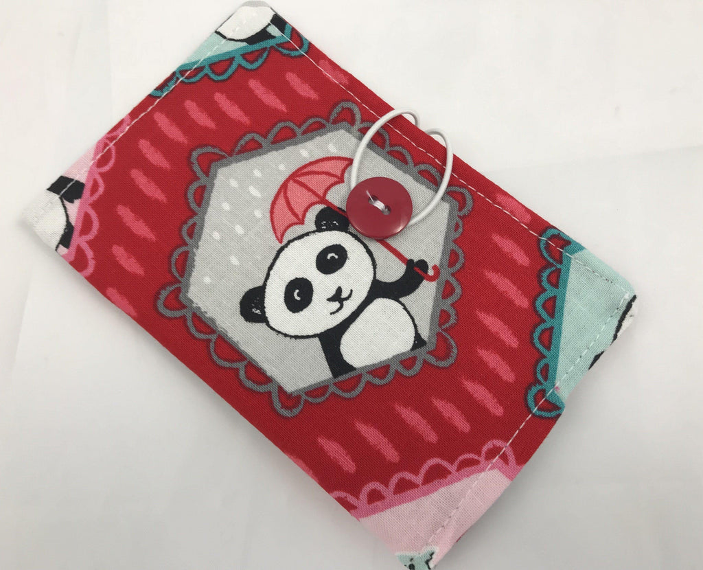 Red Tea Bag Wallet, Travel Teabag Organizer, Gift Card Case, Panda Bear - EcoHip Custom Designs