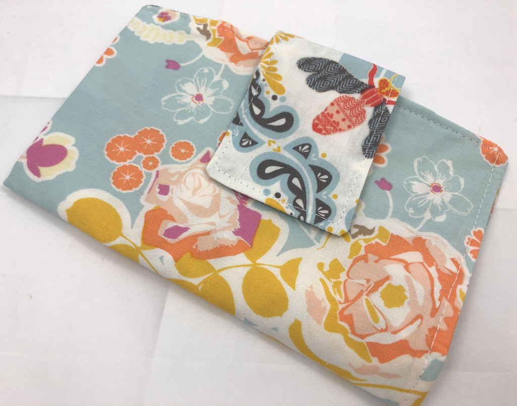 Tampon and Sanitary Pad Pouch, Time of the Month Bag, Feminine Products Cozy, Holder, Blossoms Blue - EcoHip Custom Designs