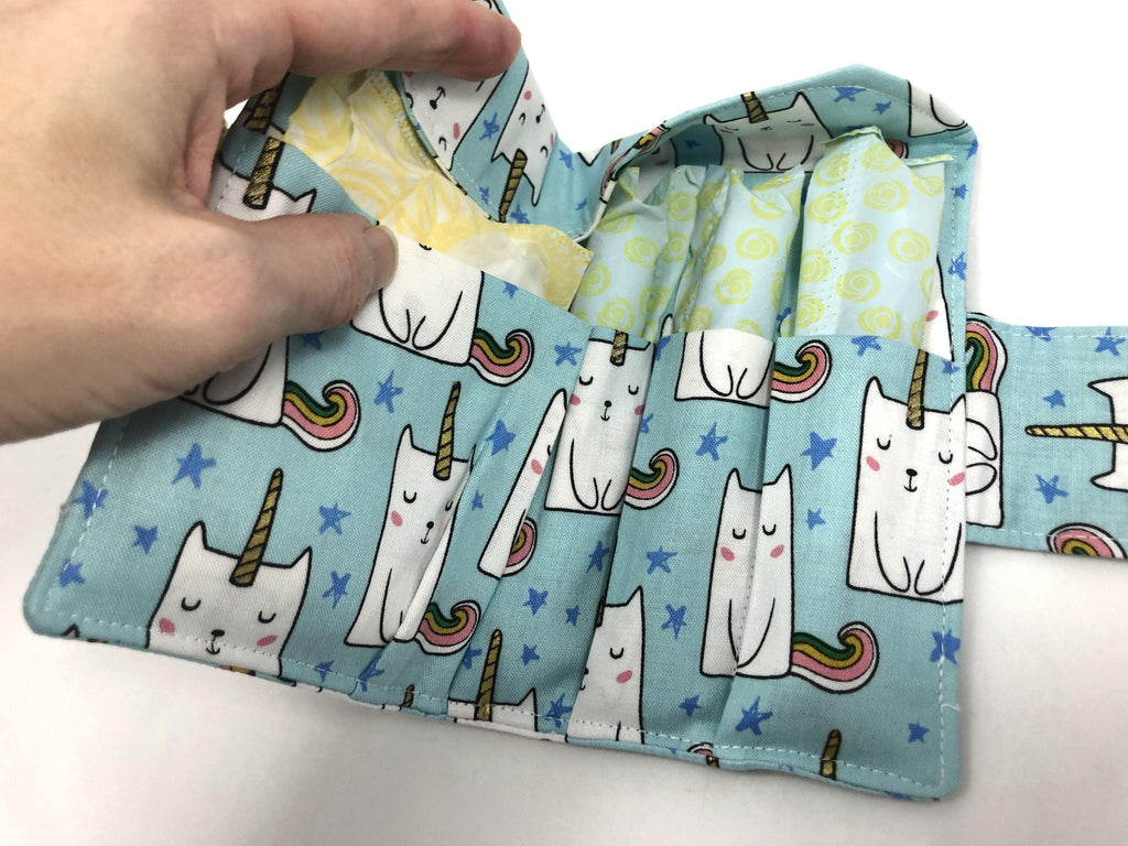 Tampon Wallet, Sanitary Pad Pouch, Time of the Month Clutch, Unicorn - EcoHip Custom Designs