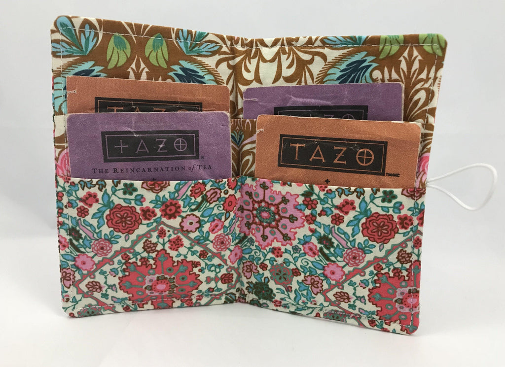 Teabag Holder, Travel Tea Bag Wallet, Business Card Case, Tan, Beige - EcoHip Custom Designs
