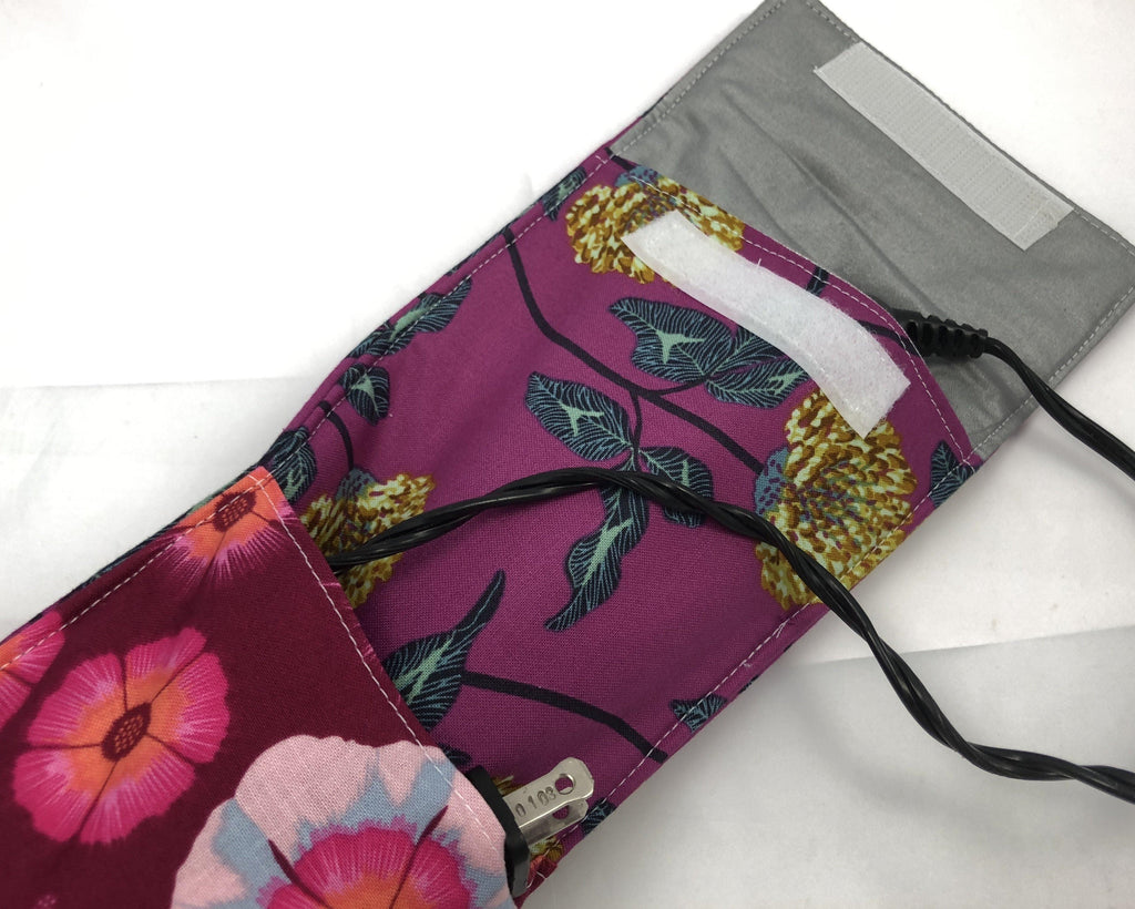 Travel Curling Iron Bag, Flat Iron Cover, Heat-Resistant Case, Violet, Floral - EcoHip Custom Designs