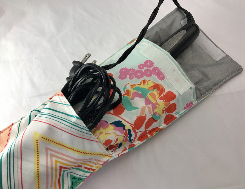 Travel Curling Iron Cover, Hair Straightener Case, Heat-Resistant Bag, Blossom - EcoHip Custom Designs