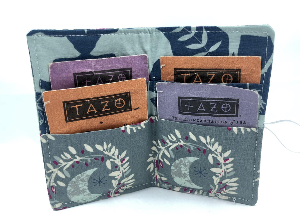 Travel TeaBag Wallet, Tea Holder, Gift Card Case, Moon Glow - EcoHip Custom Designs